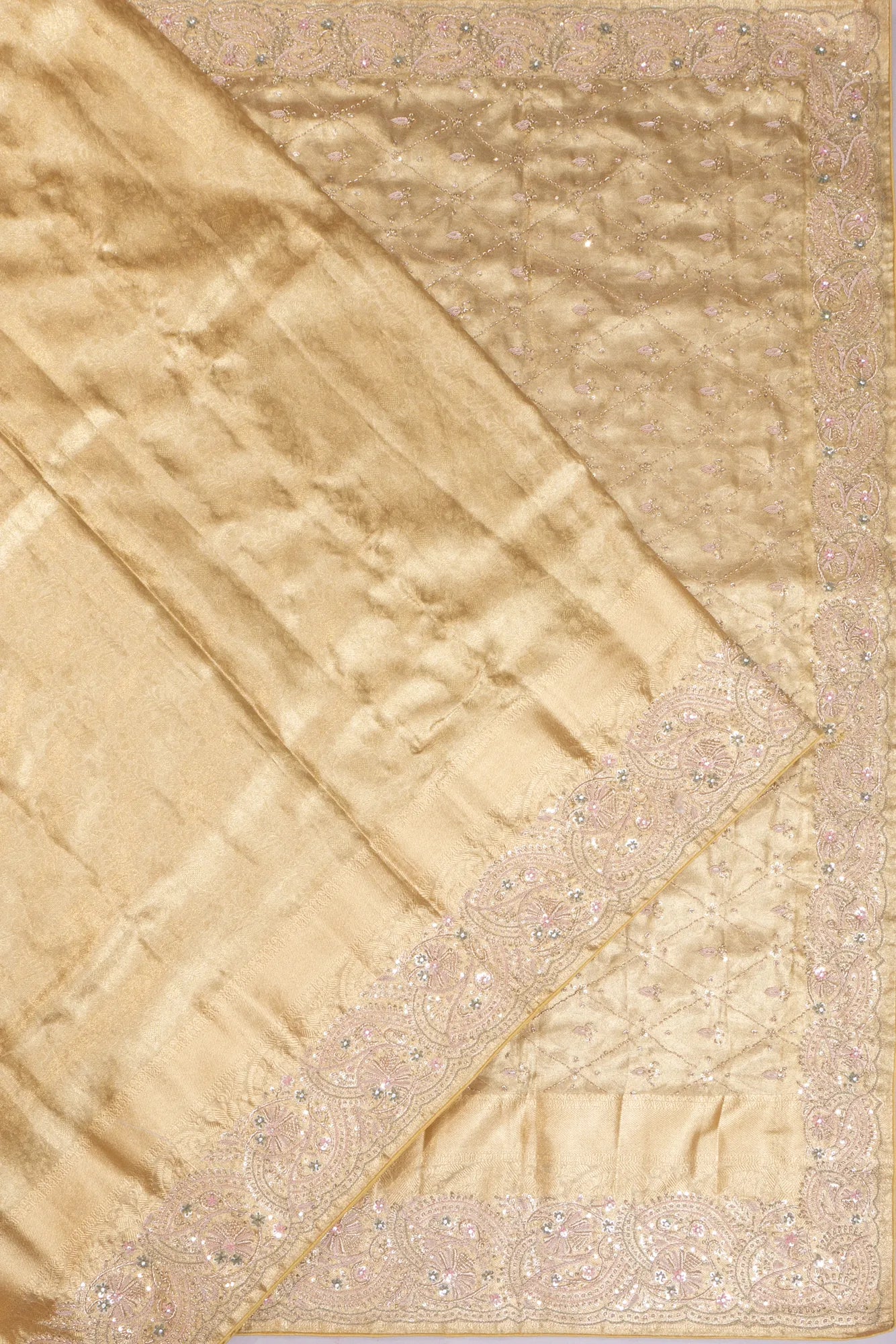 Kanchipuram Silk X Zardosi Work Tissue Brocade Gold Saree