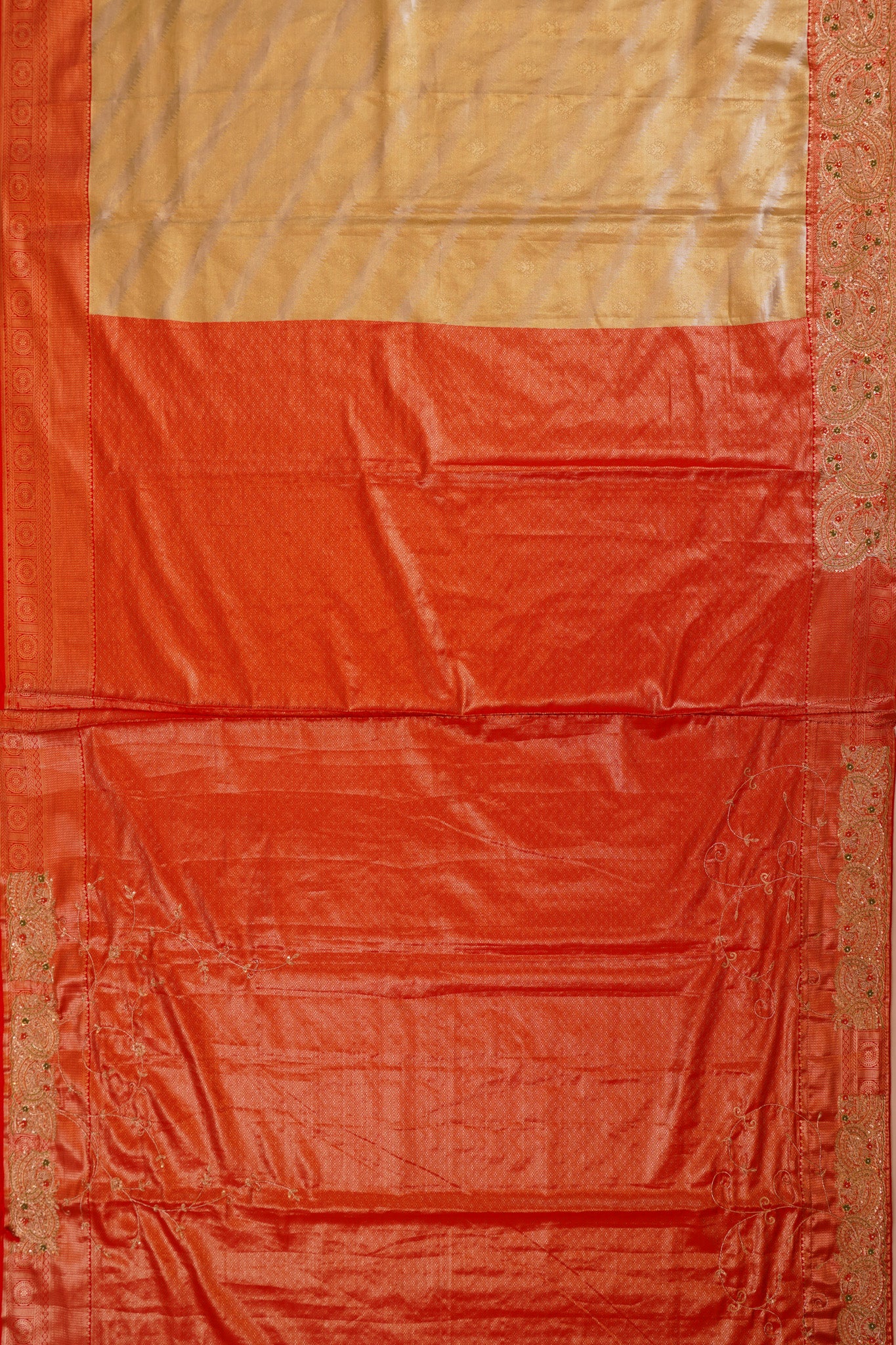 Kanchipuram Silk Tissue Brocade Gold Saree With Zardosi Work