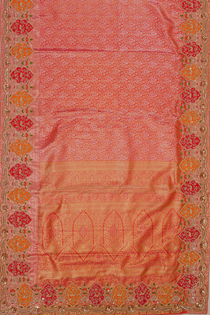 Kanchipuram Silk Tissue Brocade Red Saree With Zardosi Work