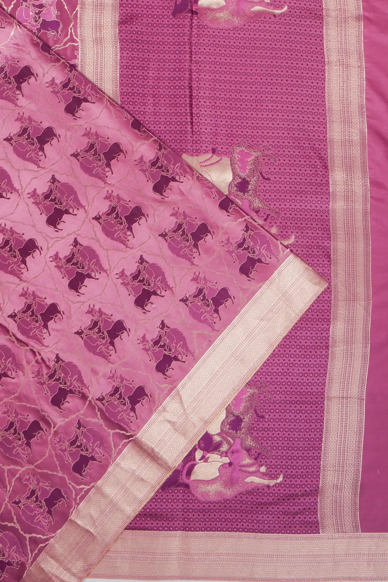 Banarasi Satin Pichwai Brocade Lavender Saree