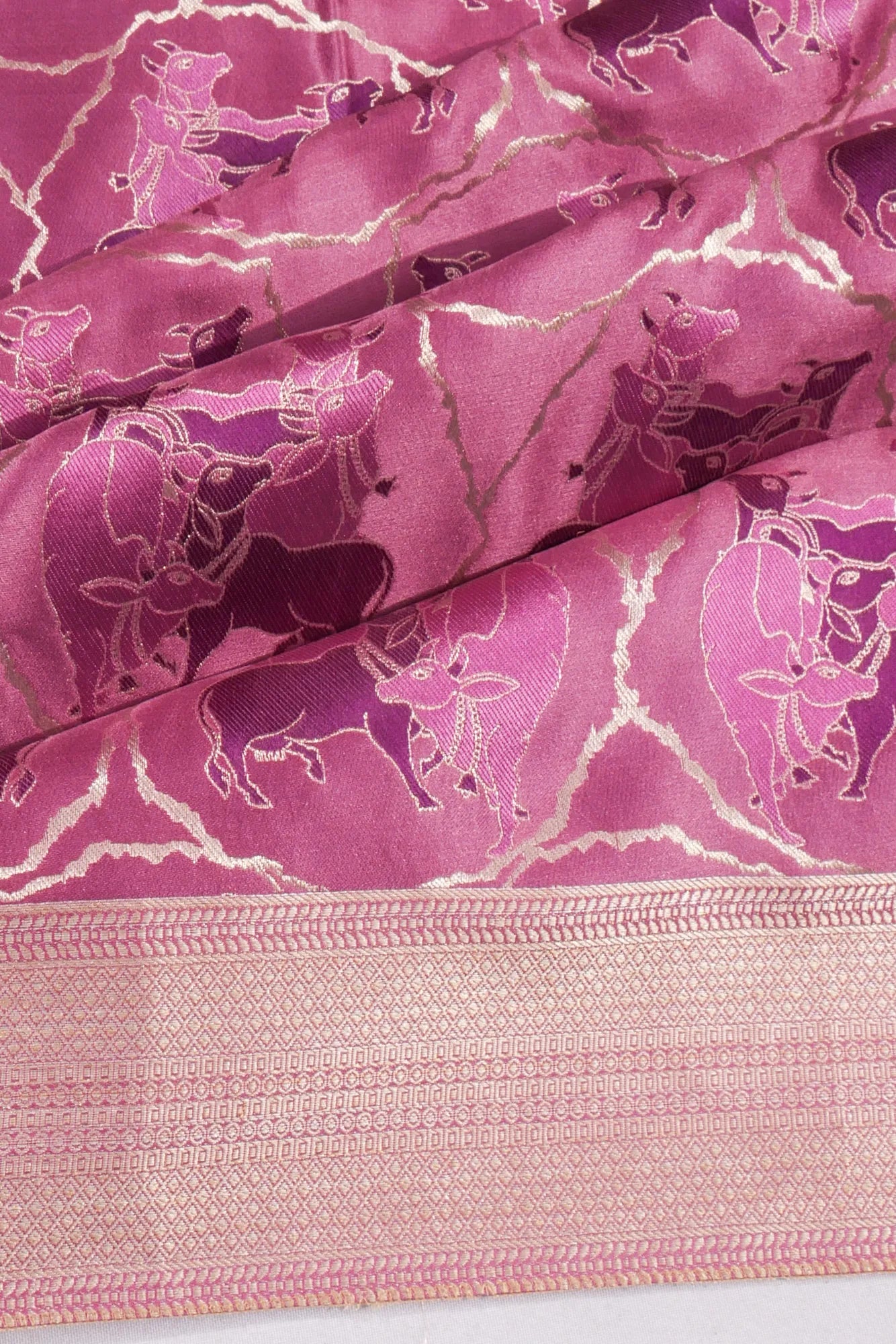 Banarasi Satin Pichwai Brocade Lavender Saree