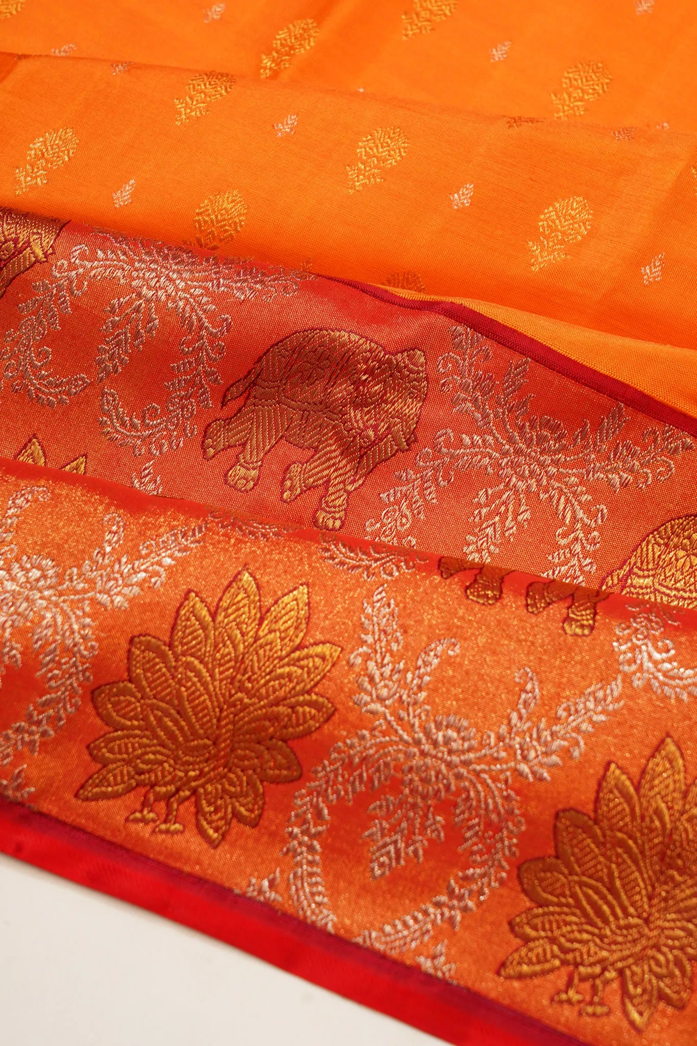 Kanchipuram Silk Butta Orange Saree