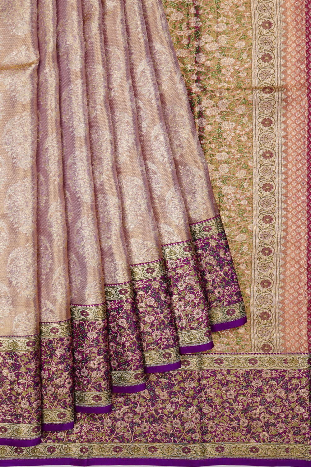 Kanchipuram Silk Tissue Brocade Gold Saree