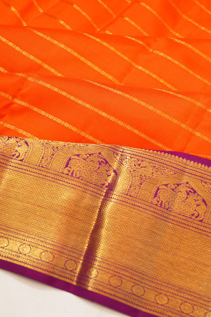 kanchipuram-silk-horizontal-lines-orange-saree-1215802870