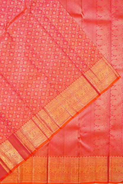 kanchipuram-silk-brocade-dual-tone-pink-and-orange-saree-1215802882
