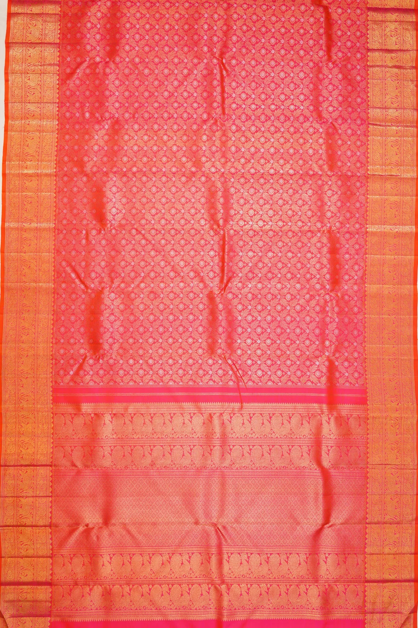 kanchipuram-silk-brocade-dual-tone-pink-and-orange-saree-1215802882