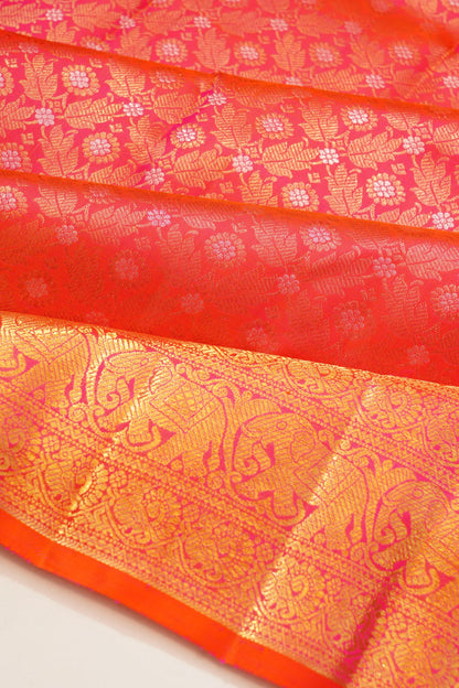 kanchipuram-silk-brocade-dual-tone-pink-and-orange-saree-1215802882