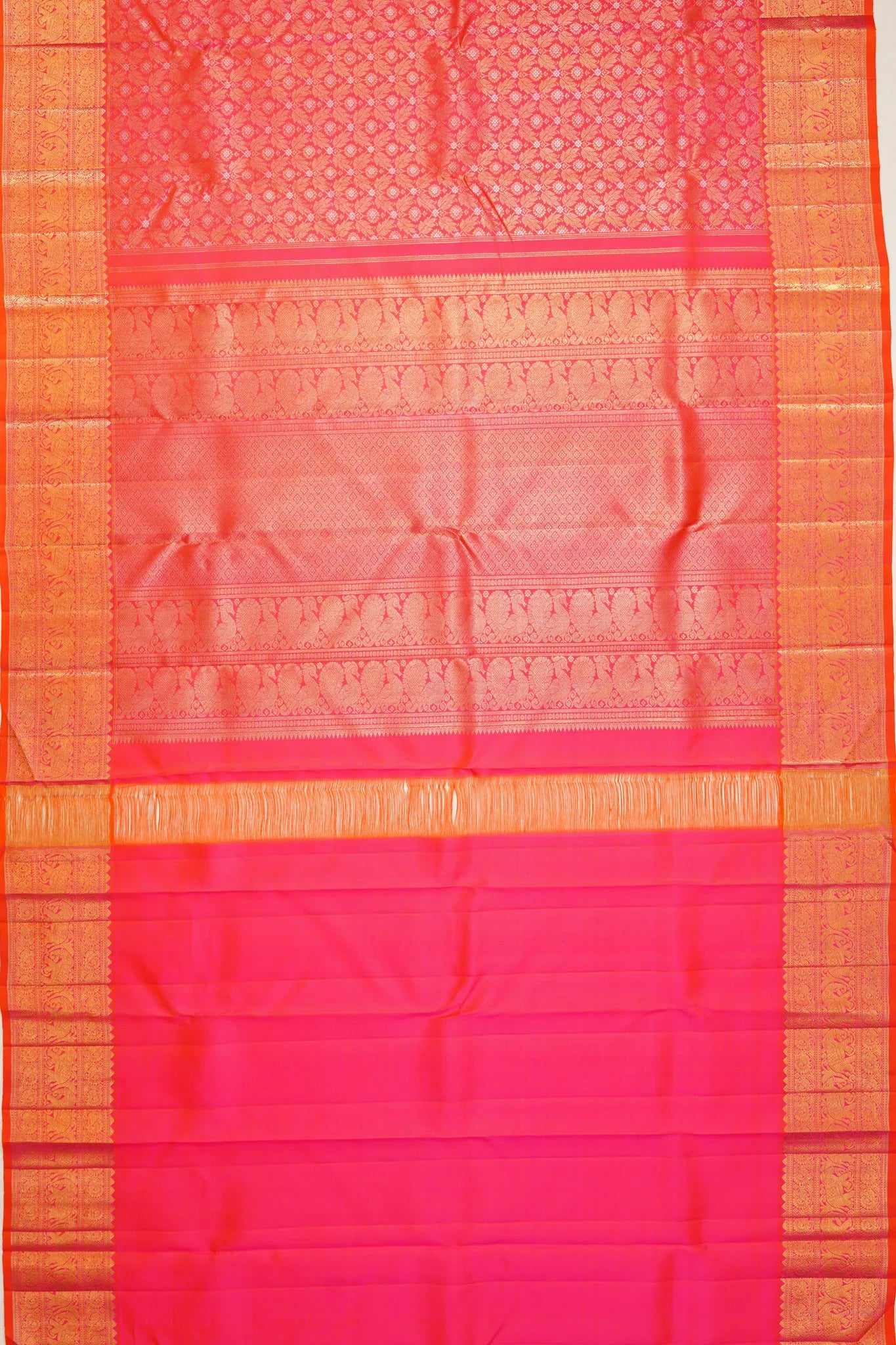 kanchipuram-silk-brocade-dual-tone-pink-and-orange-saree-1215802882