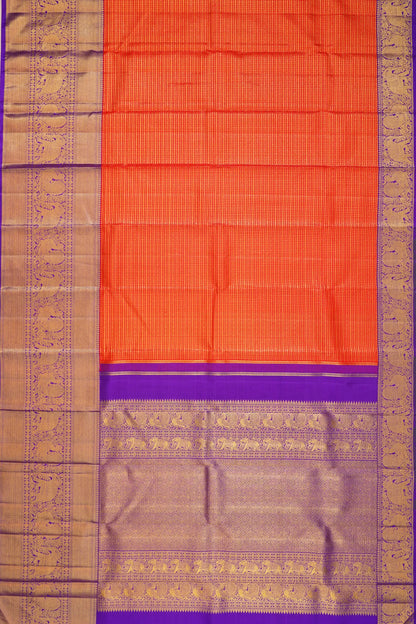 kanchipuram-silk-checks-orange-saree-1215802884