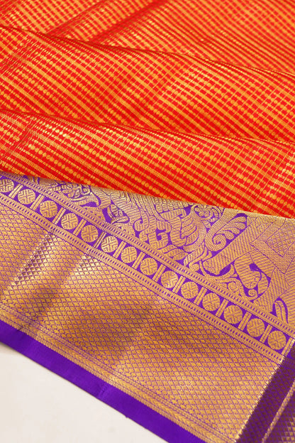 kanchipuram-silk-checks-orange-saree-1215802884