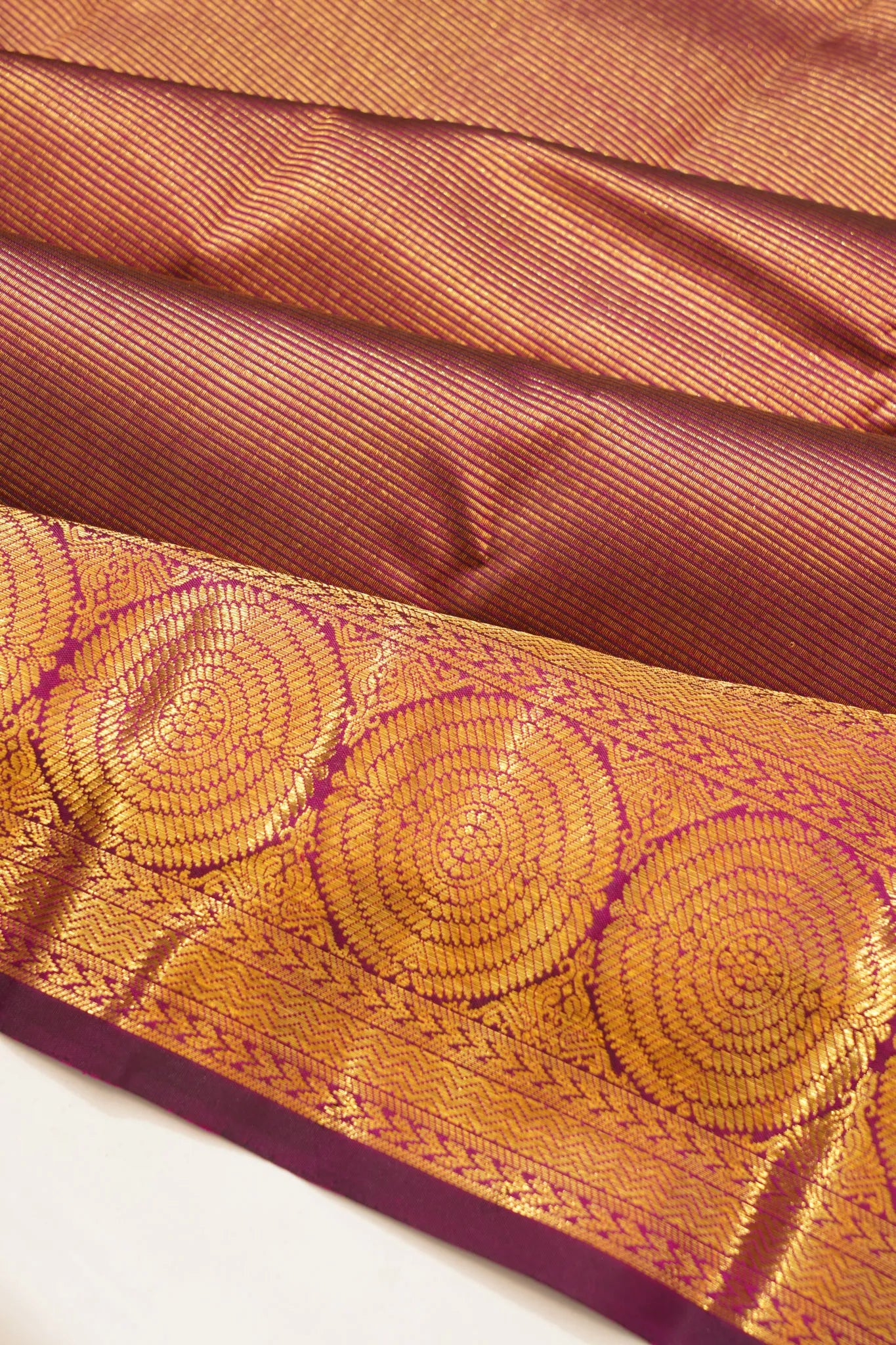 Kanchipuram Silk Oosi Lines Purple Saree