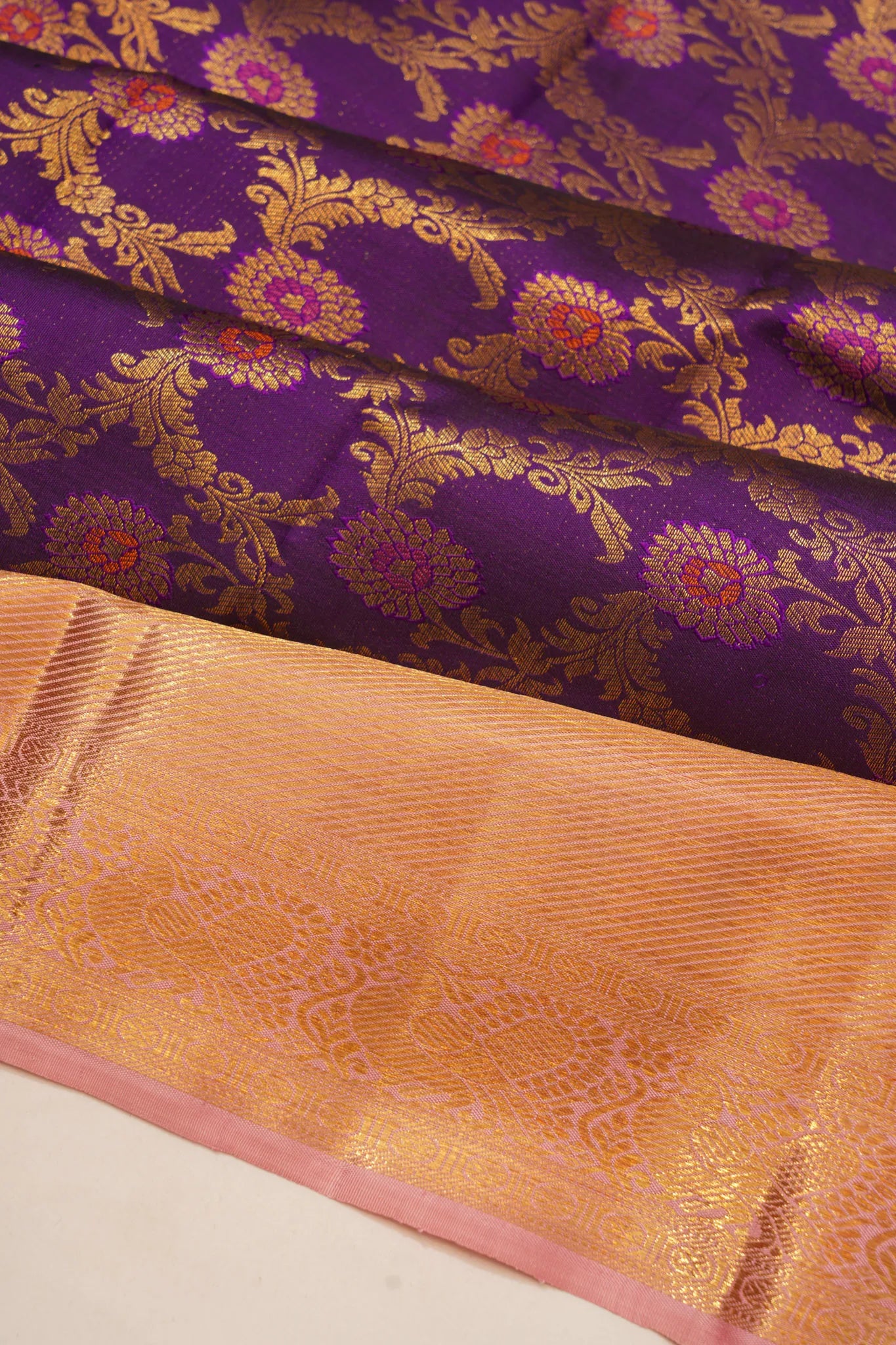 Kanchipuram Silk Jaal Violet Saree