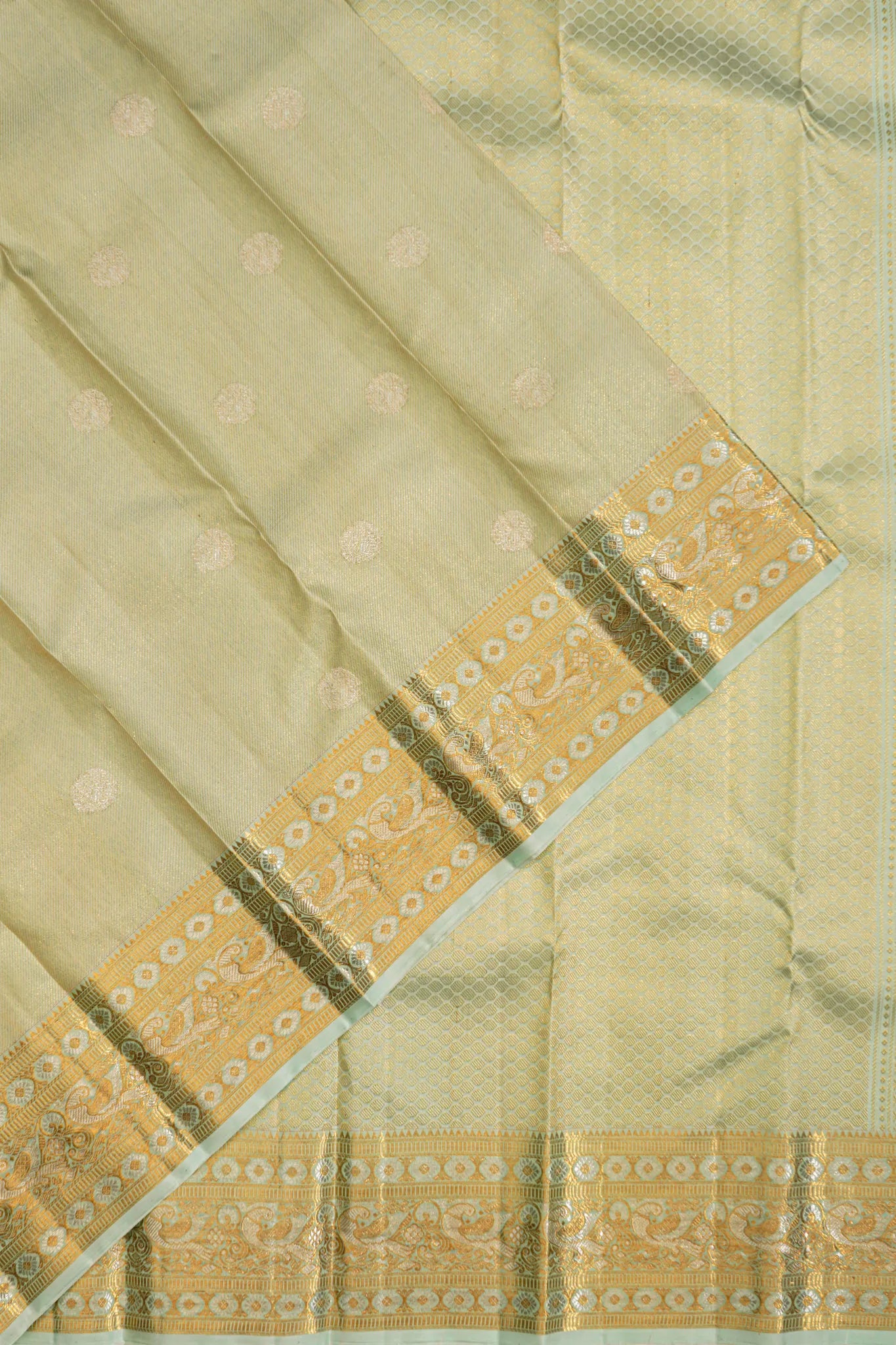 Kanchipuram Silk Tissue Butta Pastel Green Saree
