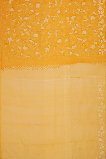 Dhakai Handspun Cotton Jamdani Jaal Yellow Saree