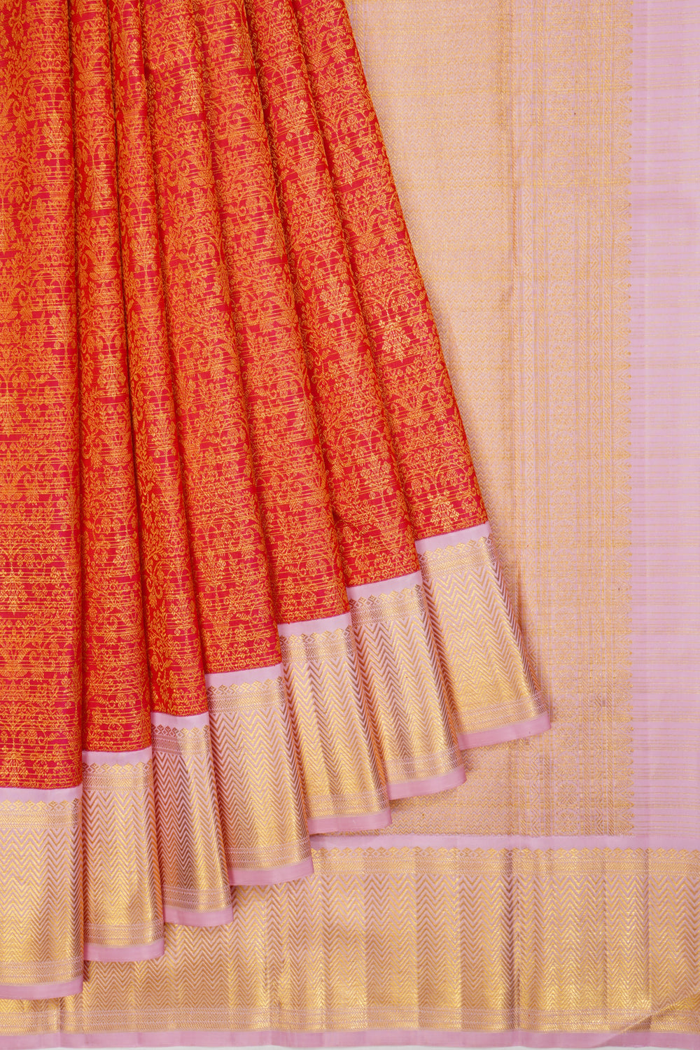 Kanchipuram Silk Brocade Red Saree