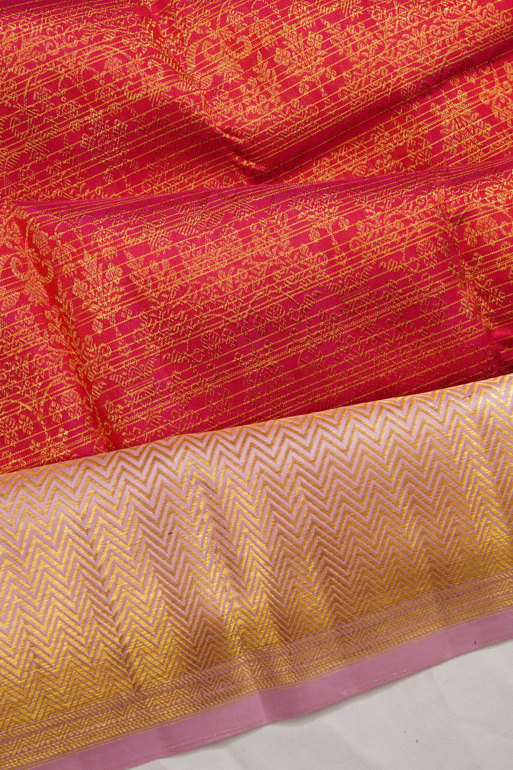 Kanchipuram Silk Brocade Red Saree