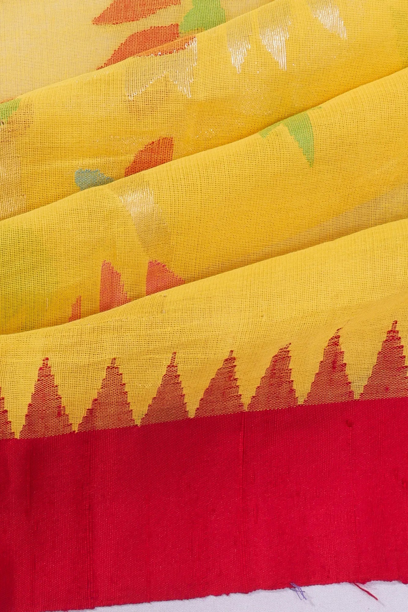 Ponduru Handspun Cotton All Over Jamdani Yellow Saree