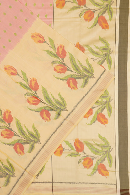 Semi Patan Silk Ikat Butta Baby Pink Saree