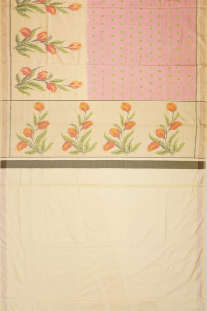 Semi Patan Silk Ikat Butta Baby Pink Saree