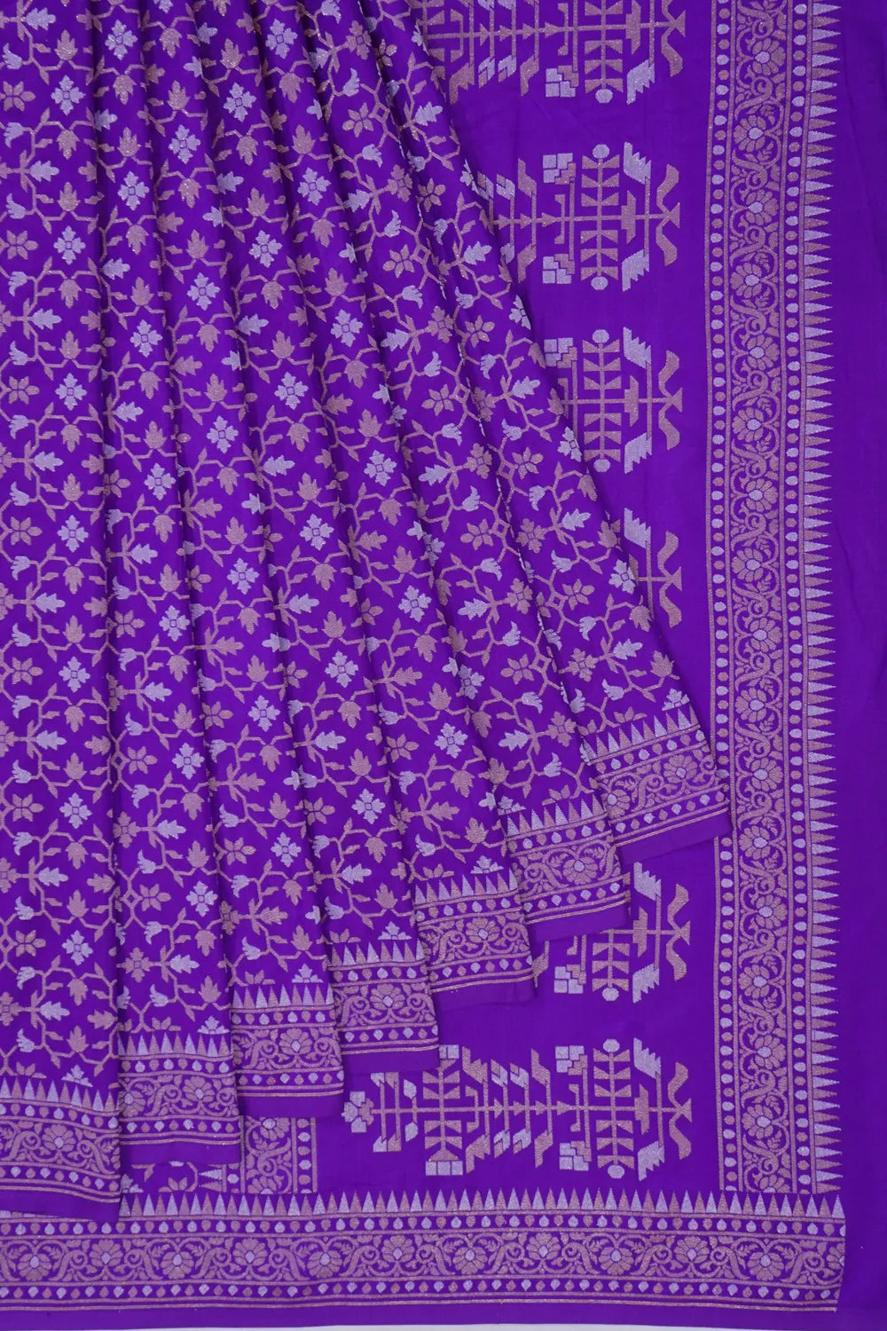 Banarasi Silk Jaal Violet Saree