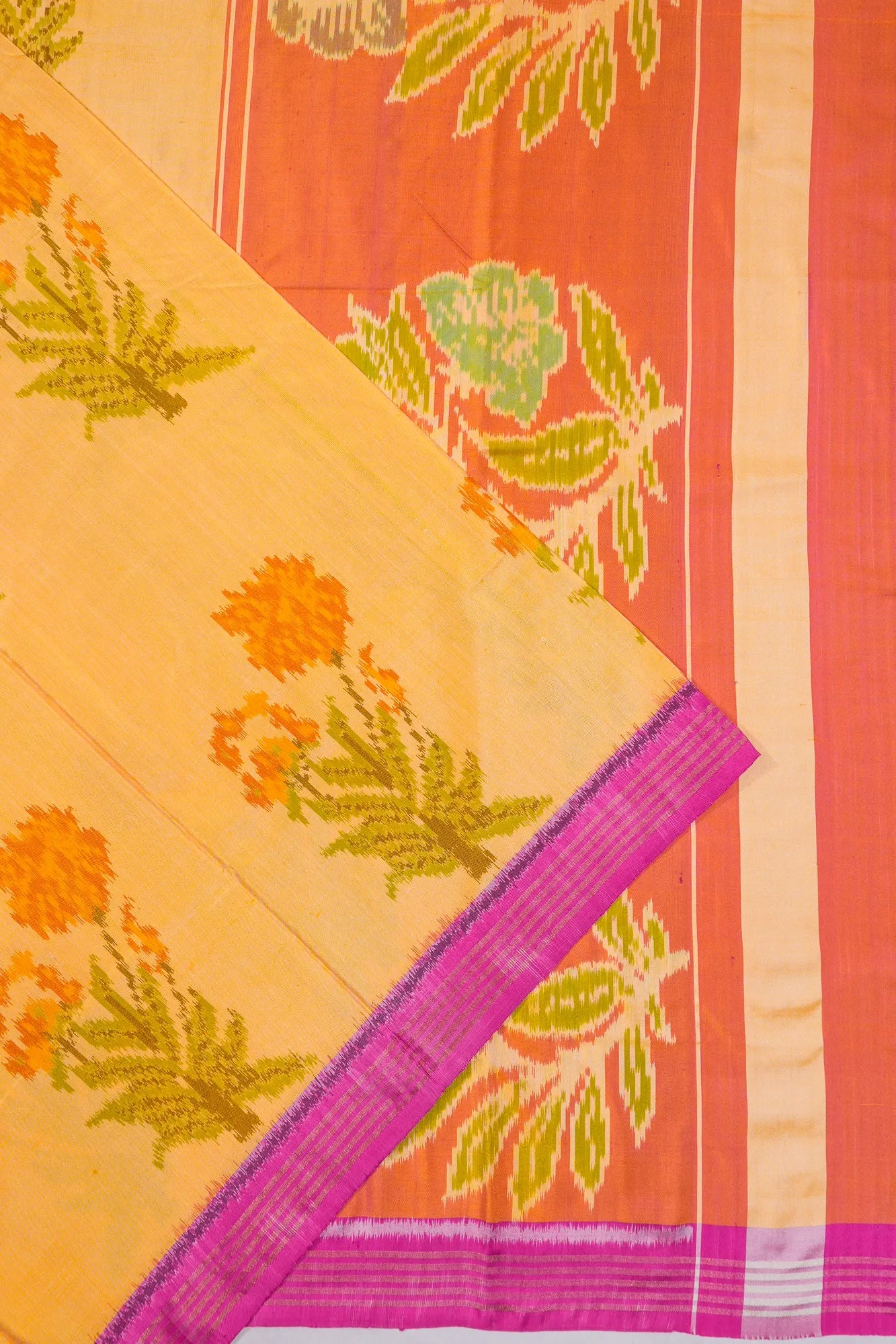 Semi Patan Silk Ikat Mustard Yellow Saree