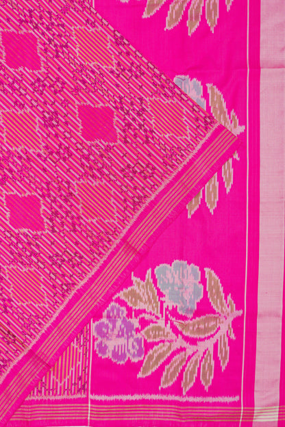 Semi Patan Silk Ikat Rani Pink Saree