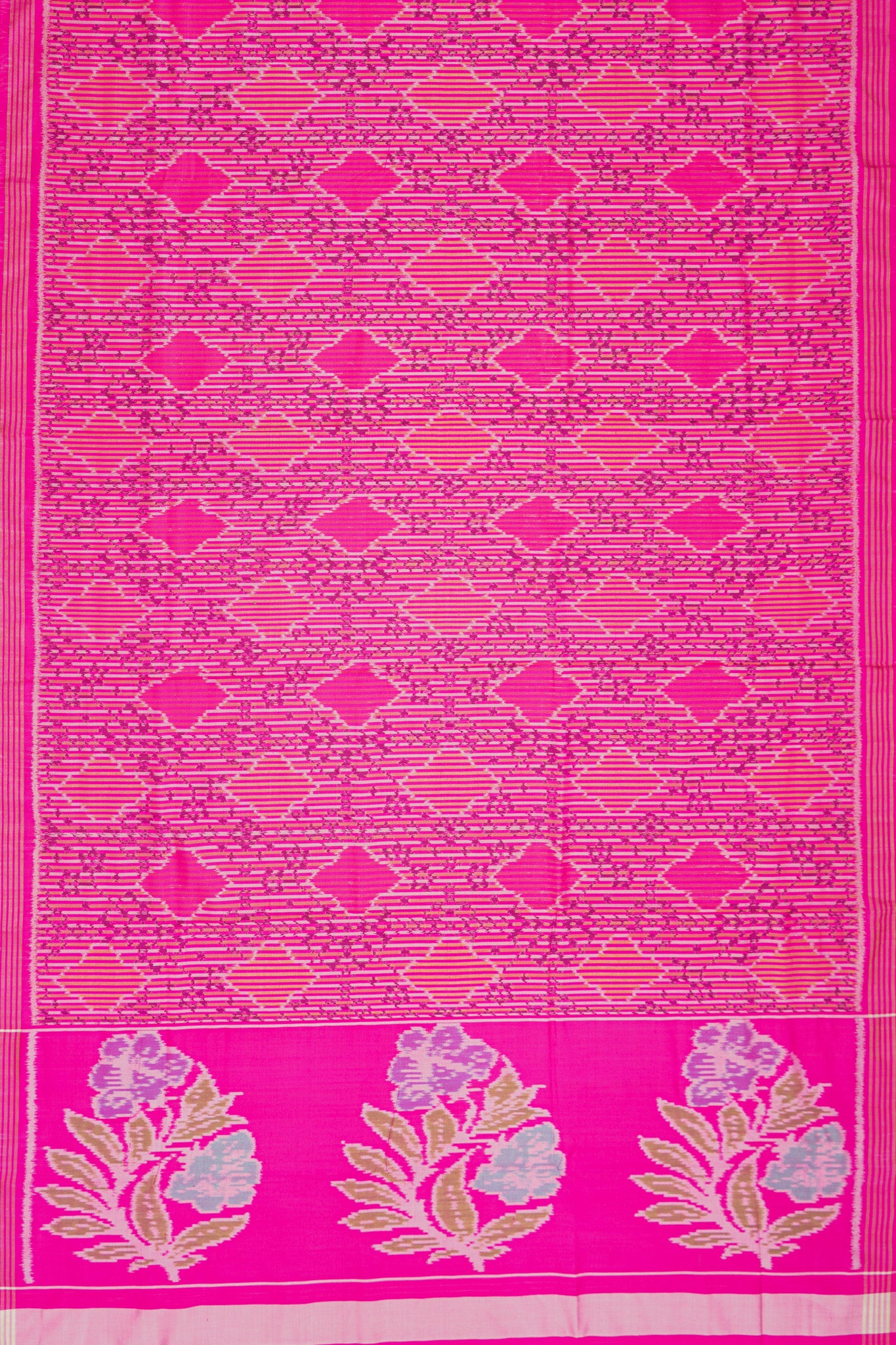 Semi Patan Silk Ikat Rani Pink Saree