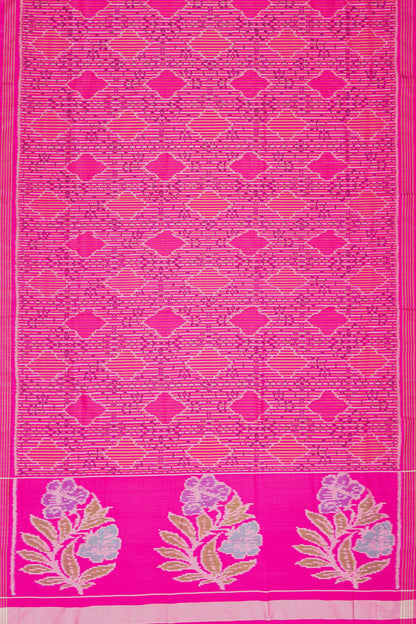 Semi Patan Silk Ikat Rani Pink Saree
