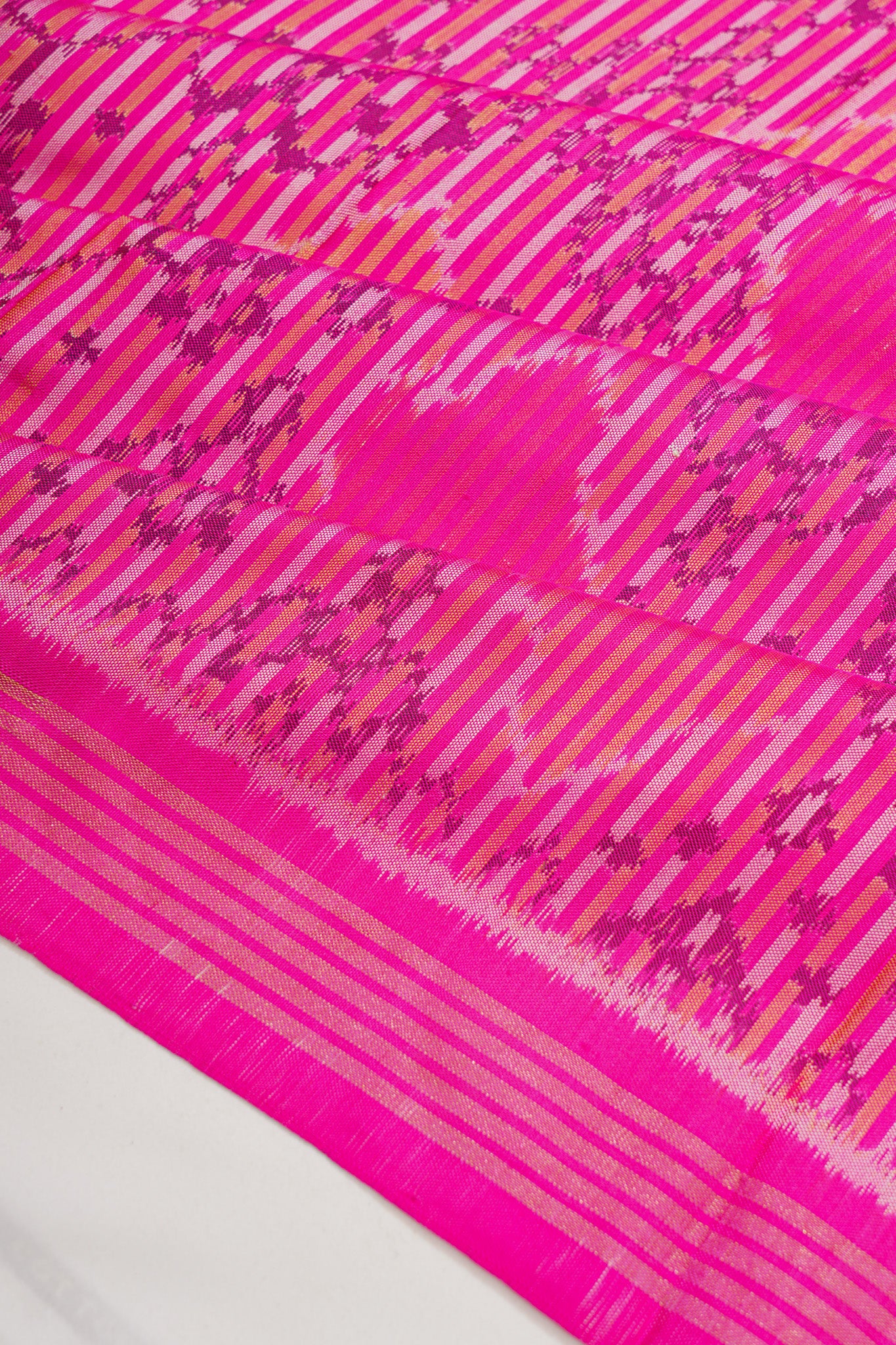 Semi Patan Silk Ikat Rani Pink Saree