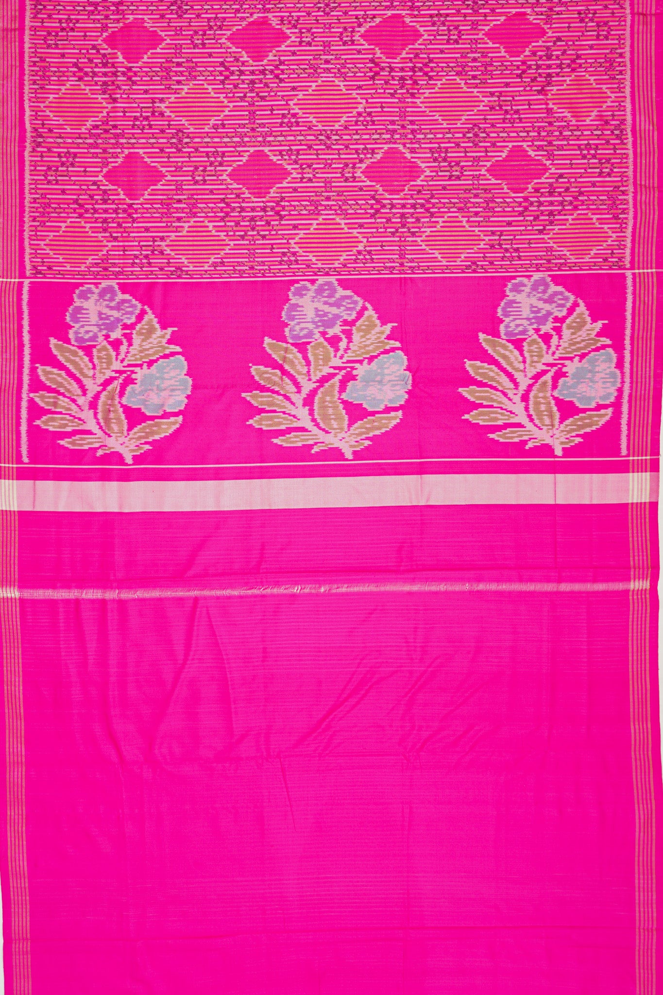Semi Patan Silk Ikat Rani Pink Saree