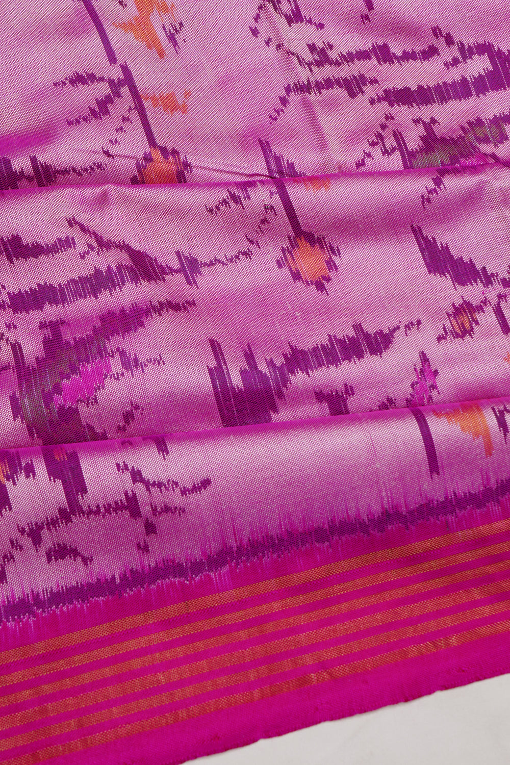Semi Patan Silk Ikat Pink Saree
