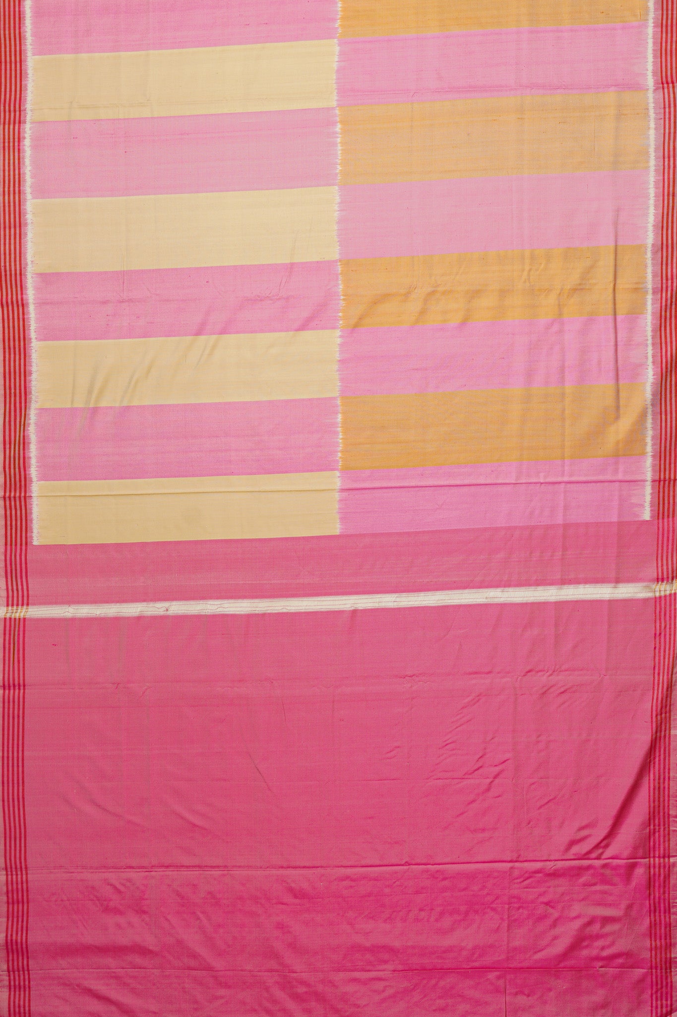 Semi Patan Silk Ikat Vertical Lines Baby Pink Saree