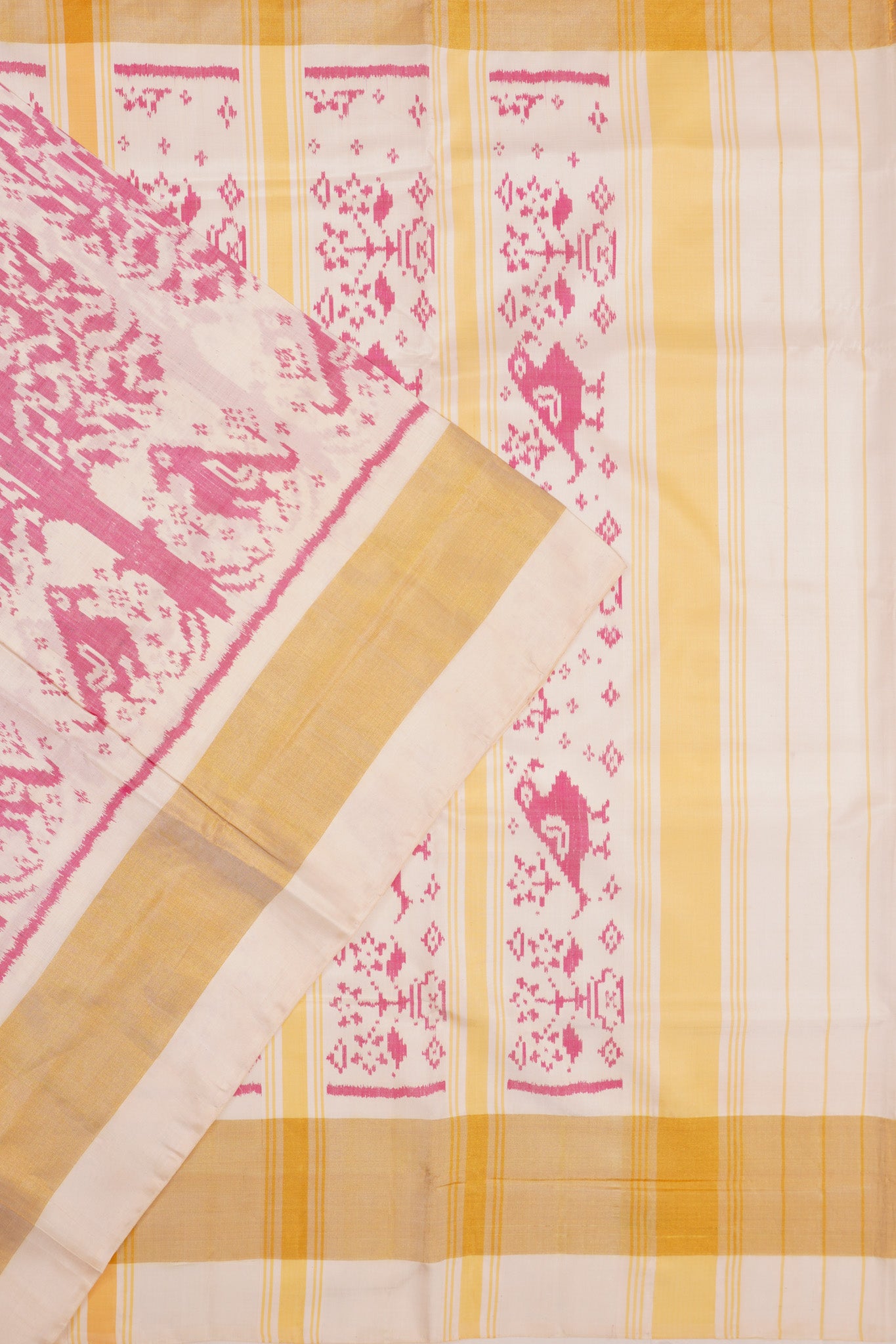 Rajkot Patola Silk Ikat White Saree