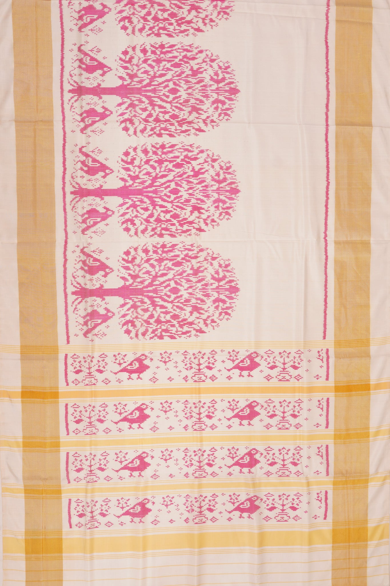 Rajkot Patola Silk Ikat White Saree