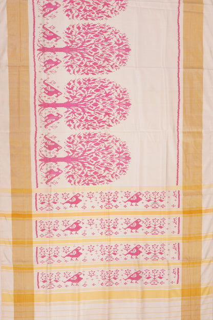 Rajkot Patola Silk Ikat White Saree