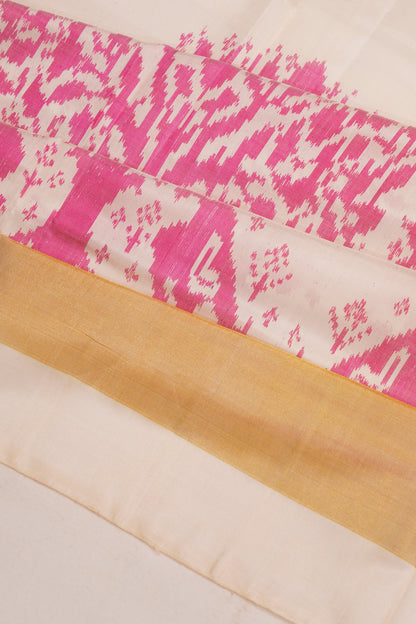 Rajkot Patola Silk Ikat White Saree