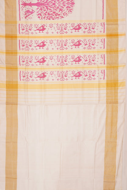 Rajkot Patola Silk Ikat White Saree