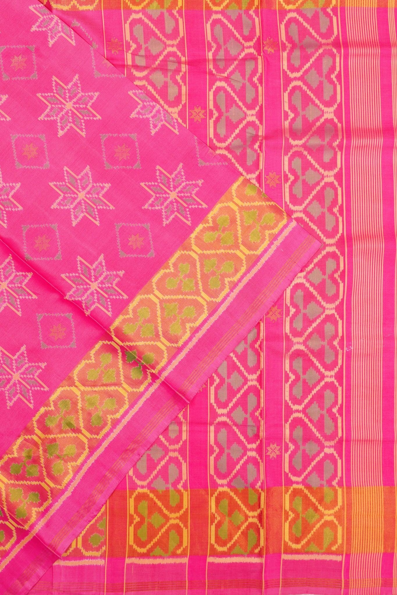Rajkot Patola Silk Ikat Rani Pink Saree