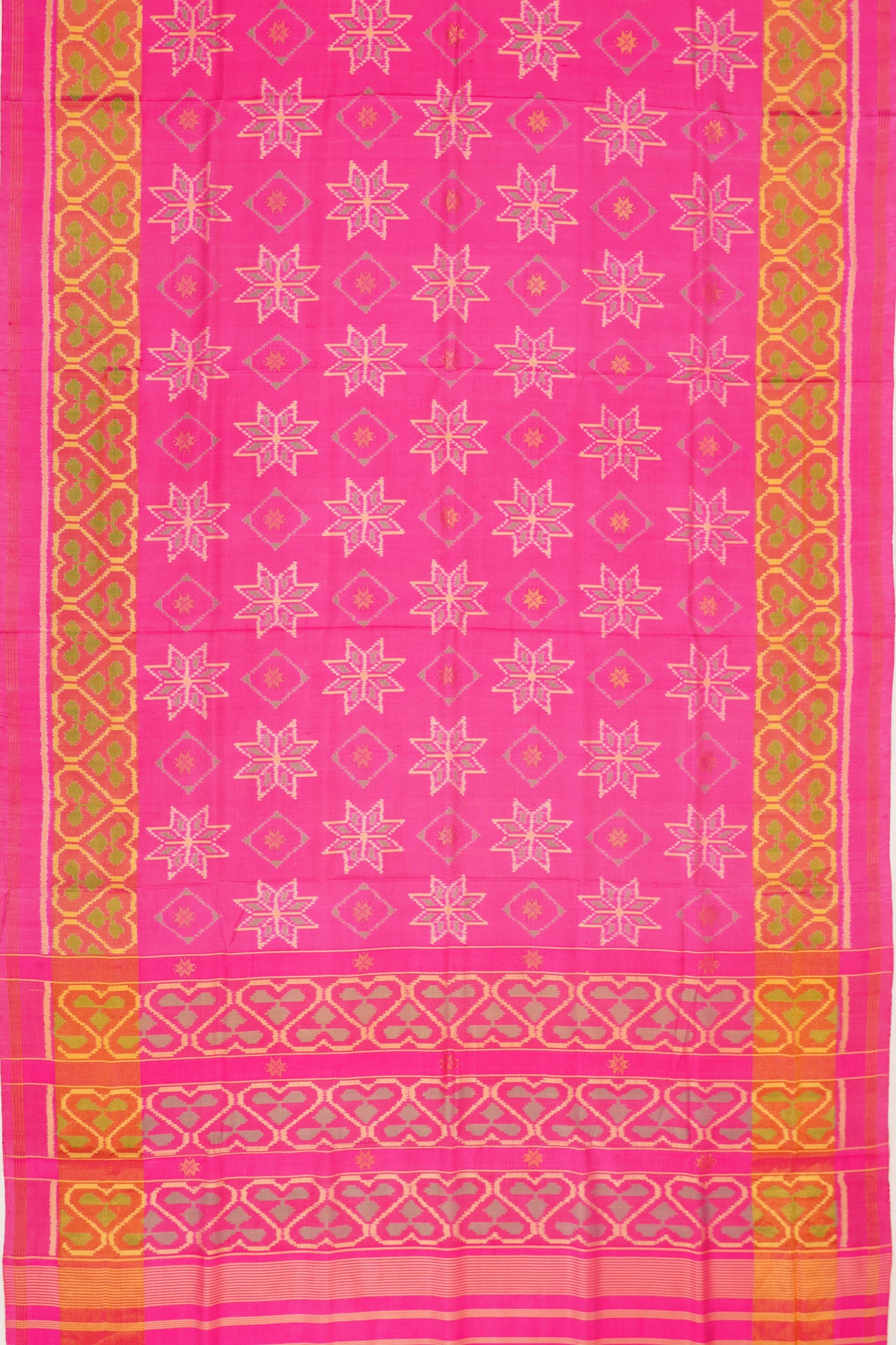 Rajkot Patola Silk Ikat Rani Pink Saree