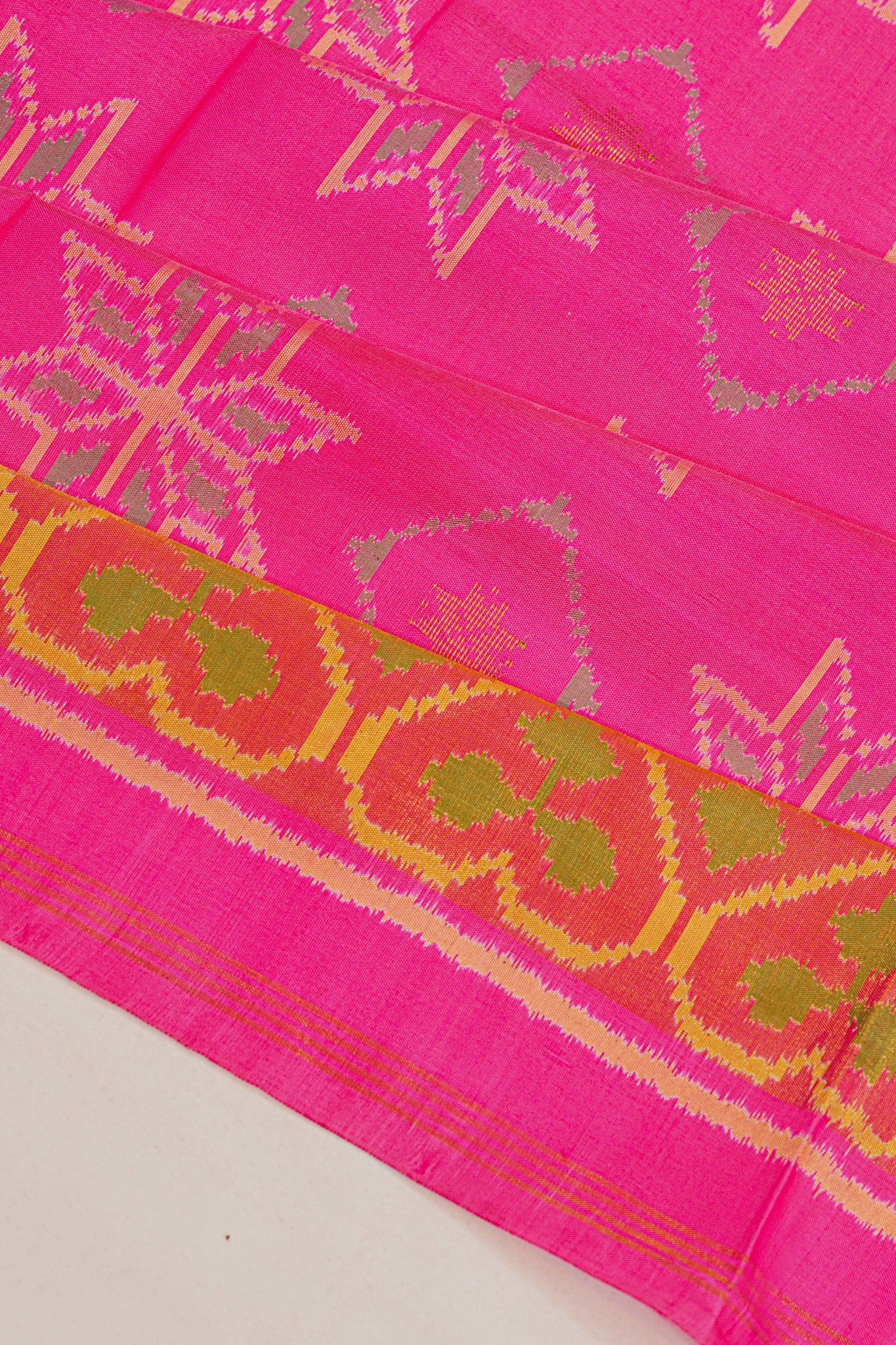 Rajkot Patola Silk Ikat Rani Pink Saree