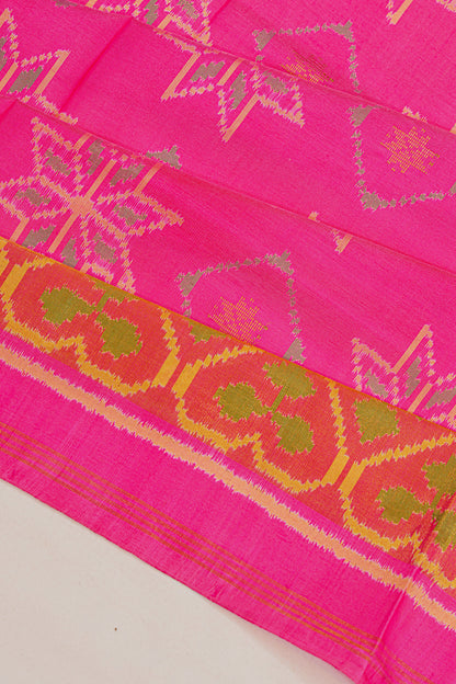 Rajkot Patola Silk Ikat Rani Pink Saree