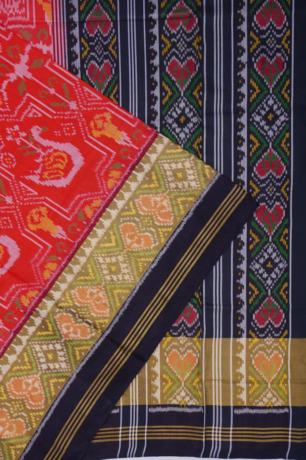 Rajkot Patola Silk Ikat Orange Saree