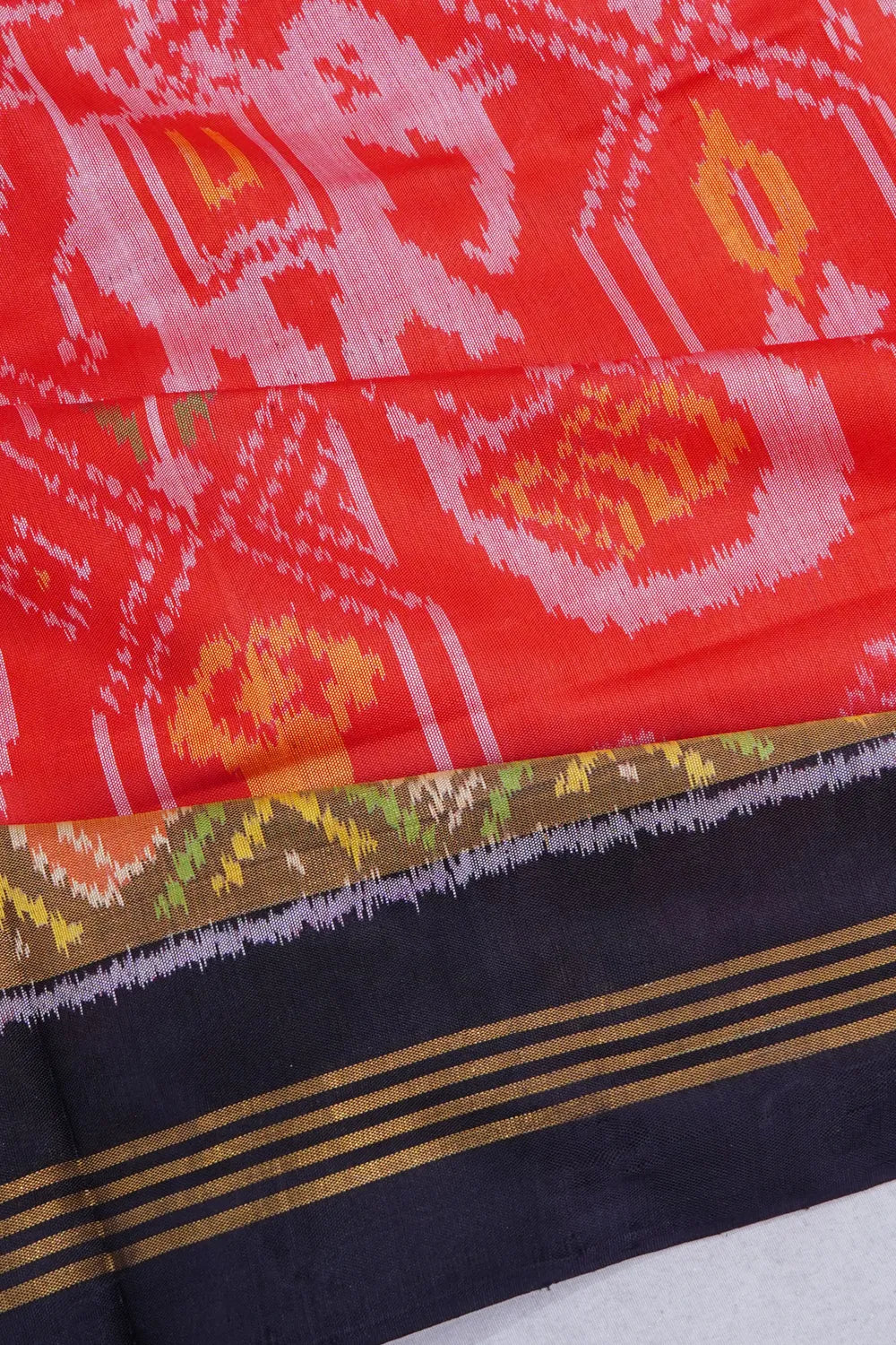 Rajkot Patola Silk Ikat Orange Saree