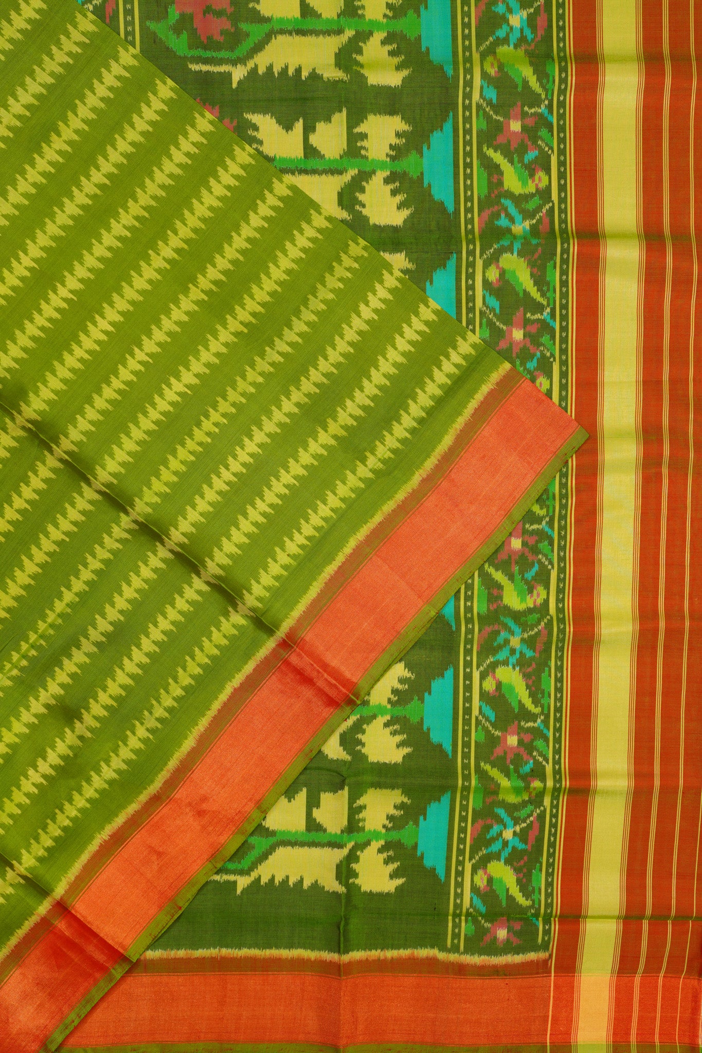 Pochampally Silk Ikat Green Saree