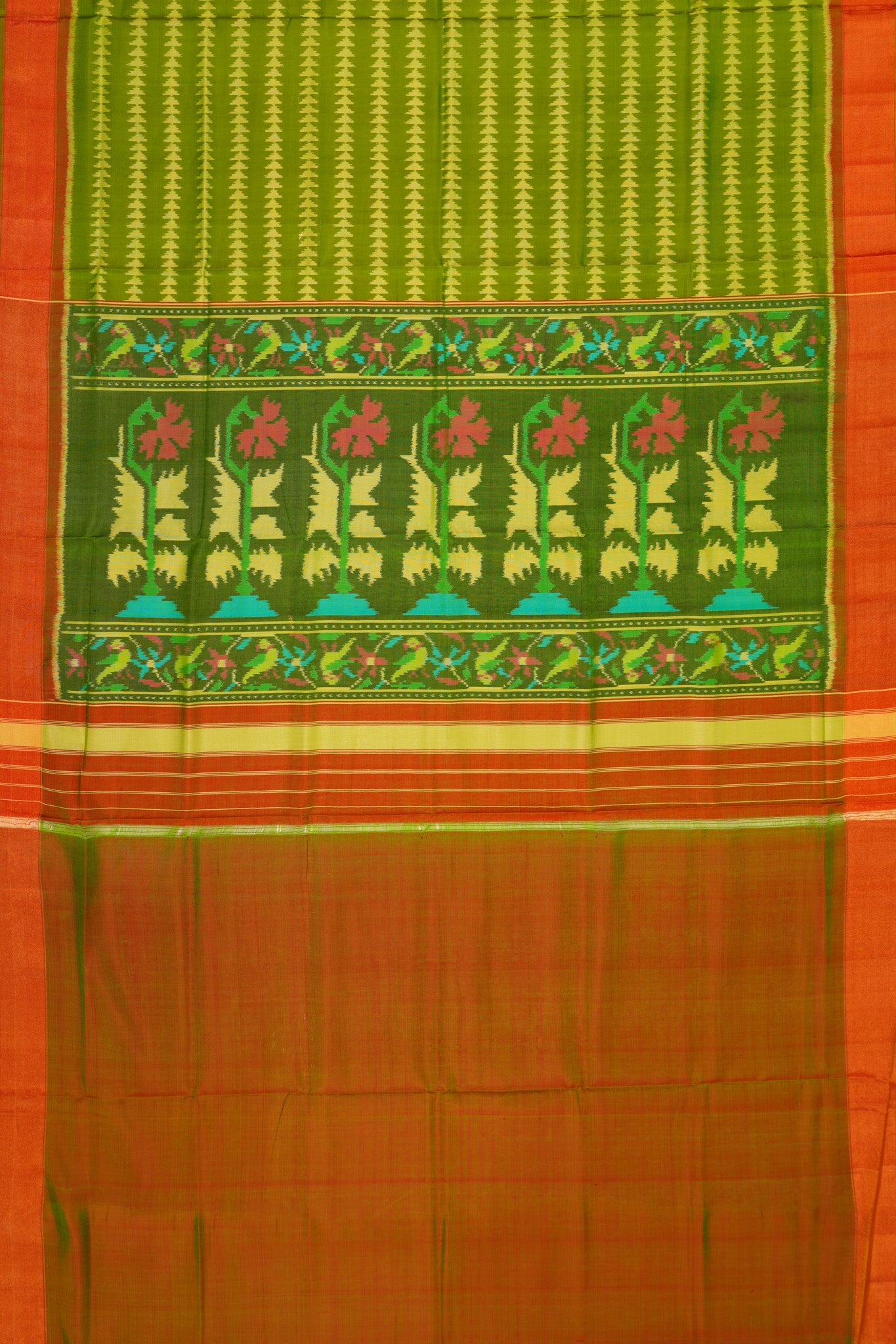 Pochampally Silk Ikat Green Saree