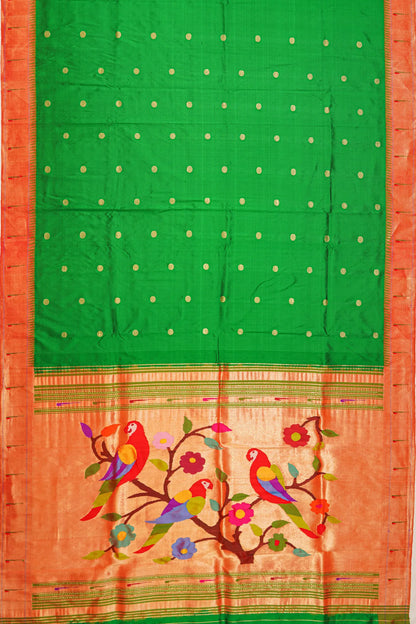 paithani-silk-butta-dark-green-saree-with-single-muniya-border-1215811138