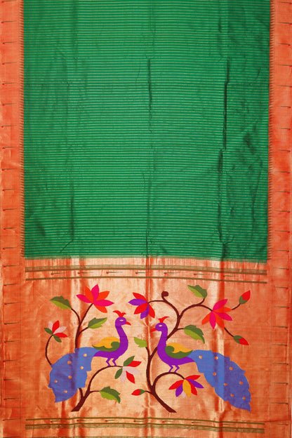 paithani-silk-butta-dark-green-saree-with-single-muniya-border-1215811139