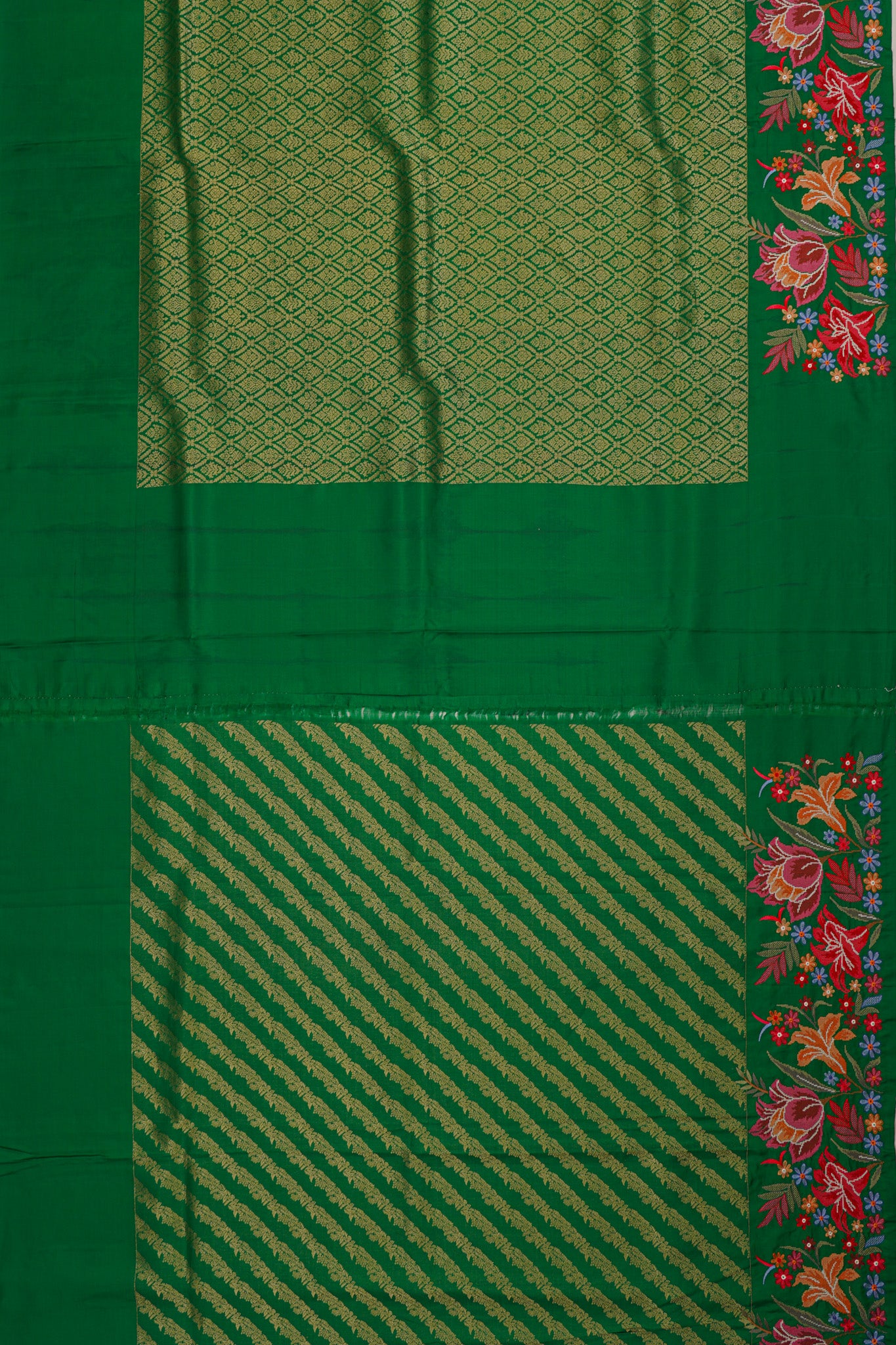 Banarasi Silk Brocade Green Saree With Embroidery Border