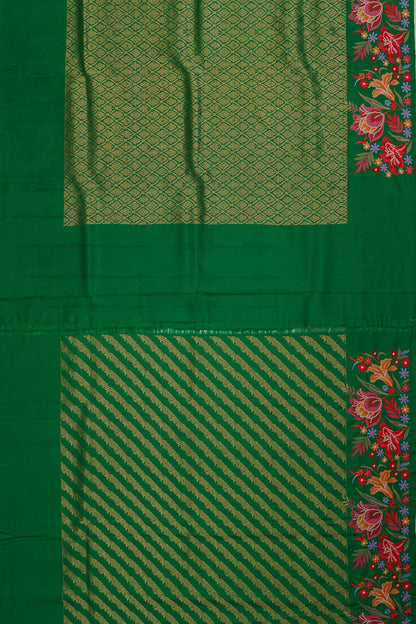 Banarasi Silk Brocade Green Saree With Embroidery Border