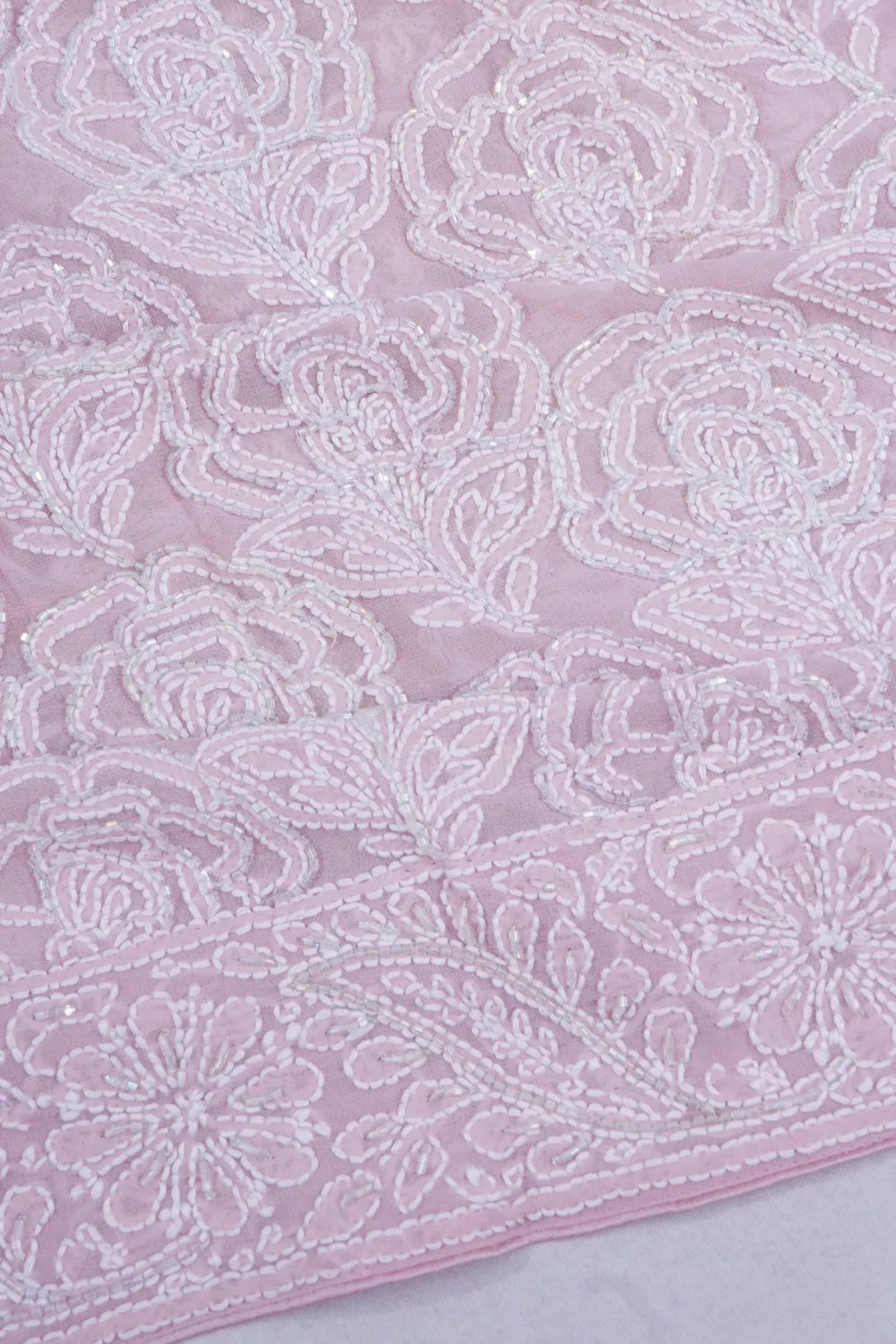Lucknow Chikankari X Georgette Embroidery Baby Pink Saree